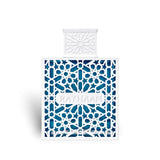 Soghaat Rayhaan Azul 100ml Eau de Parfum for men in a blue glass bottle with an intricate white geometric lattice.