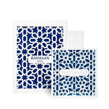 Soghaat Rayhaan Azul 100ml Eau de Parfum for men with a blue and white geometric lattice bottle and matching box.