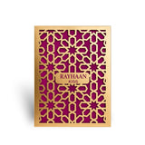 Soghaat Rayhaan Kiss 100ml Eau de Parfum for unisex, featuring a gold geometric overlay on a magenta background.