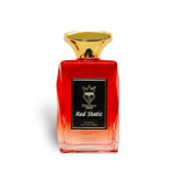 Soghaat Red Static 100ml Eau de Parfum, a unisex floral amber fragrance with cherry, rose, and red fruit notes in a striking red bottle with a gold cap.