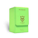 Soghaat Rizz Extrait de Parfum by Bujairami, a unisex citrus and spice fragrance in a bright green case.