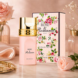 Soghaat Rose & Romance in Gold Eau de Parfum 100ml, a soft pink bottle with gold accents and floral box.
