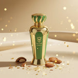 Soghaat Say Less Eau de Parfum bottle with green and gold accents, featuring floral and almond notes.