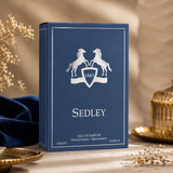 Soghaat Sedley Eau de Parfum 100ml bottle, fresh woody aromatic fragrance for men, with saffron, mandarin, and woody notes.