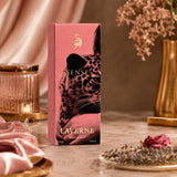 Soghaat Sense by Laverne 75ml Eau de Parfum in a pink box featuring a leopard graphic, set on a marble surface.