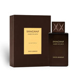 Soghaat Swiss Arabian Shaghaf Amber Infusion Eau de Parfum bottle and dark brown presentation box