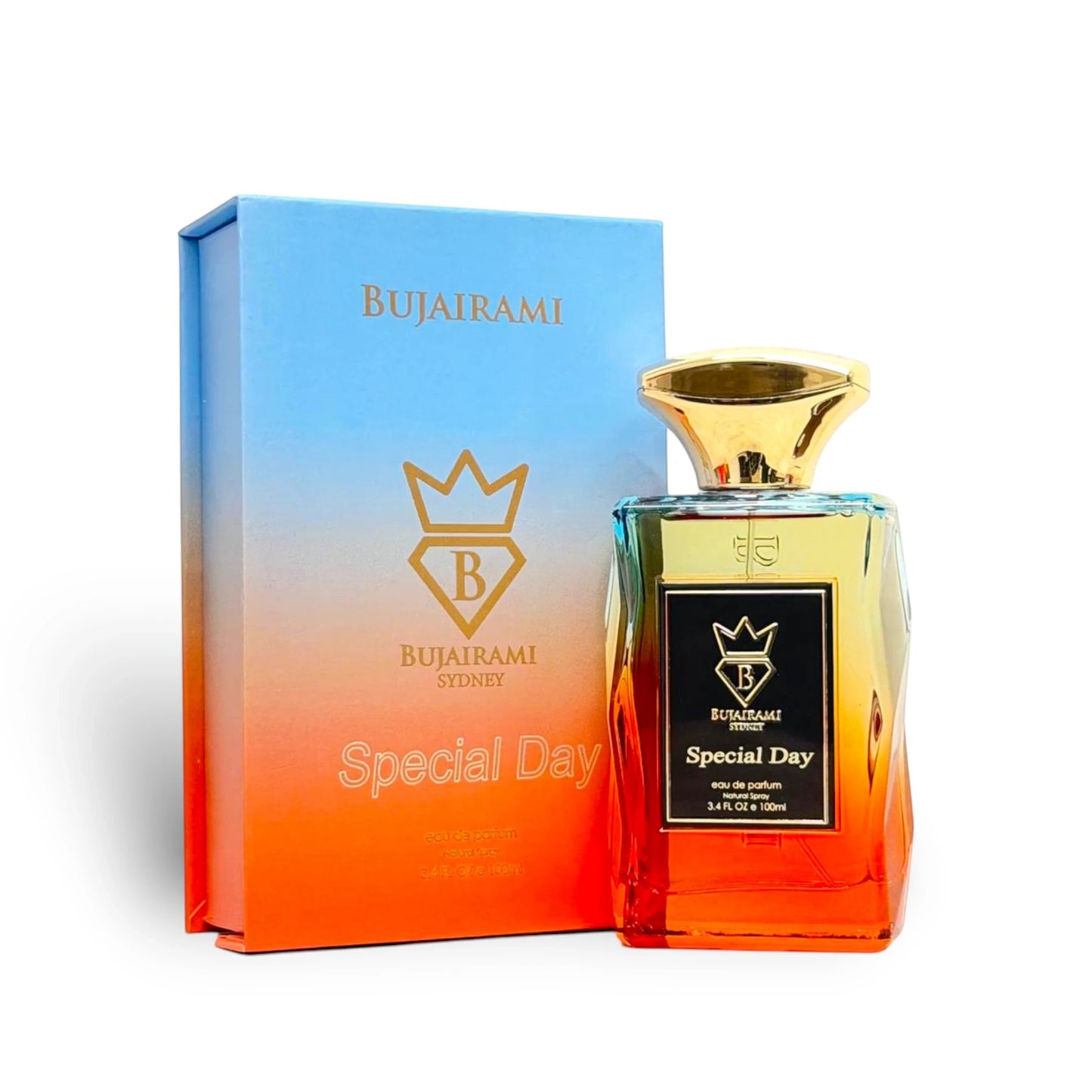 Soghaat Special Day Eau de Parfum 100ml, a unisex woody aromatic fragrance with a gradient bottle and box.