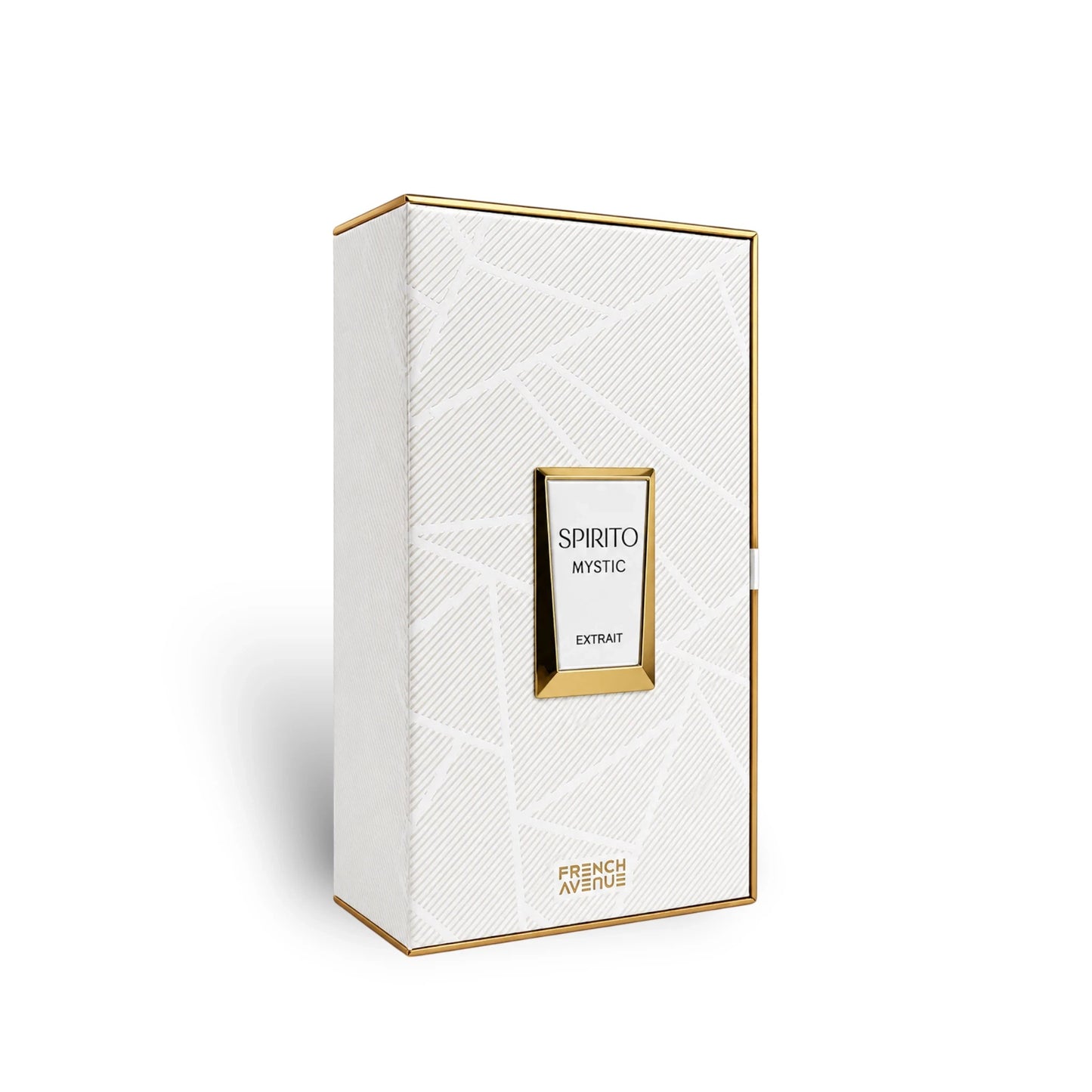 Soghaat Spirito Mystic by French Avenue 100ml Extrait de Parfum white and gold textured fragrance box