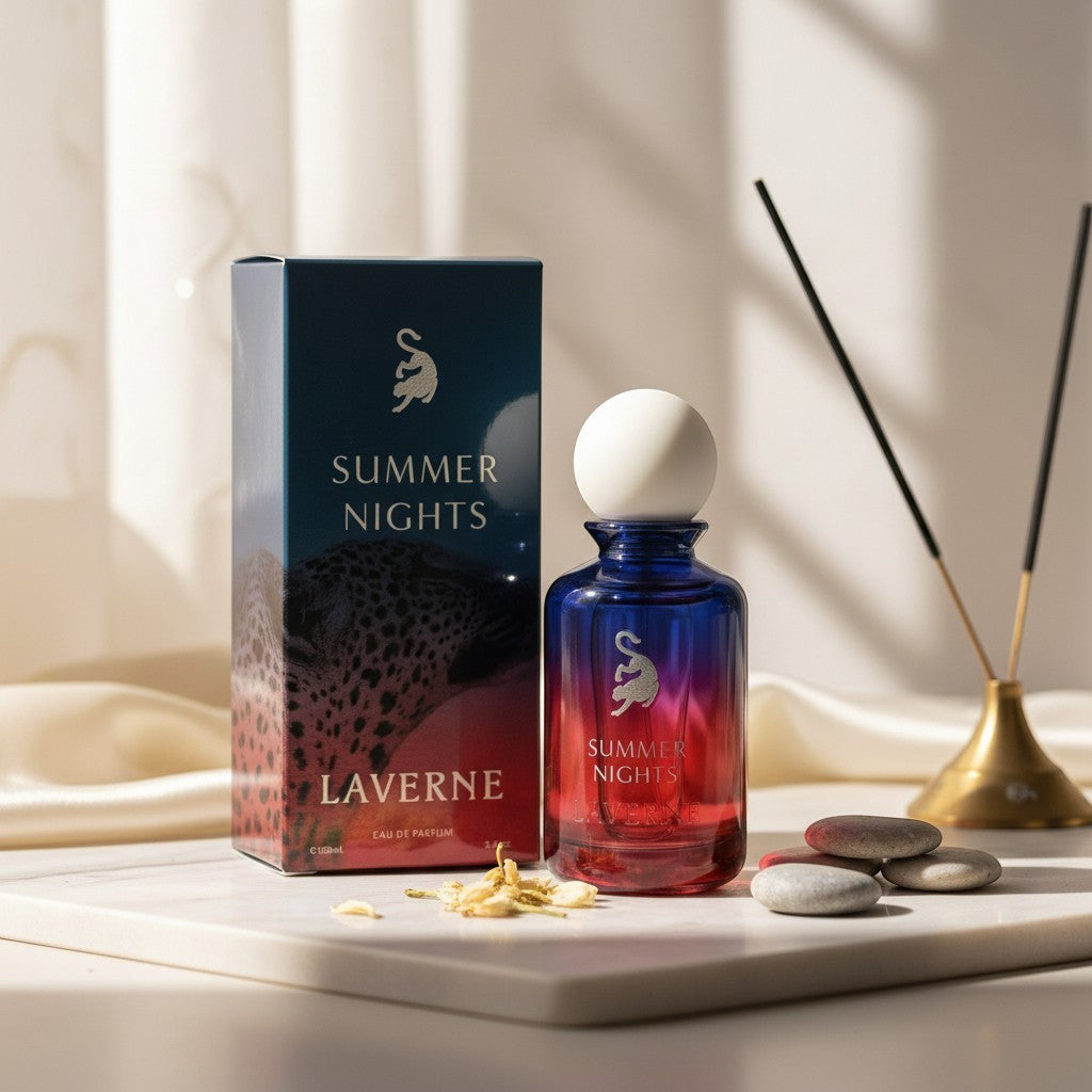 Soghaat Summer Nights 100ml Eau de Parfum for men, fresh floral musk fragrance with clary sage, bergamot, cedarwood, orange blossom, geranium, cashmeran, amber, musk.