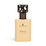 Soghaat Swiss Arabian Vanilla 01 Extrait de Parfum in a beige bottle with a decorative dark metal cap.