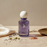 Soghaat The Last Dance Eau de Parfum 100ml, purple glass bottle with white spherical cap, fresh woody aromatic scent.