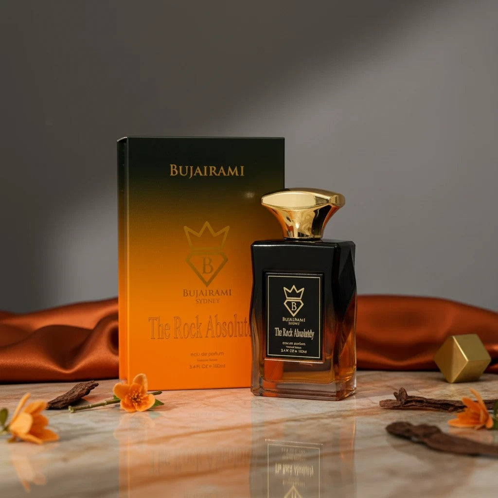 Soghaat The Rock Absolutely 100ml Eau de Parfum for men, fresh woody aromatic with bergamot, cedarwood, and vanilla notes.