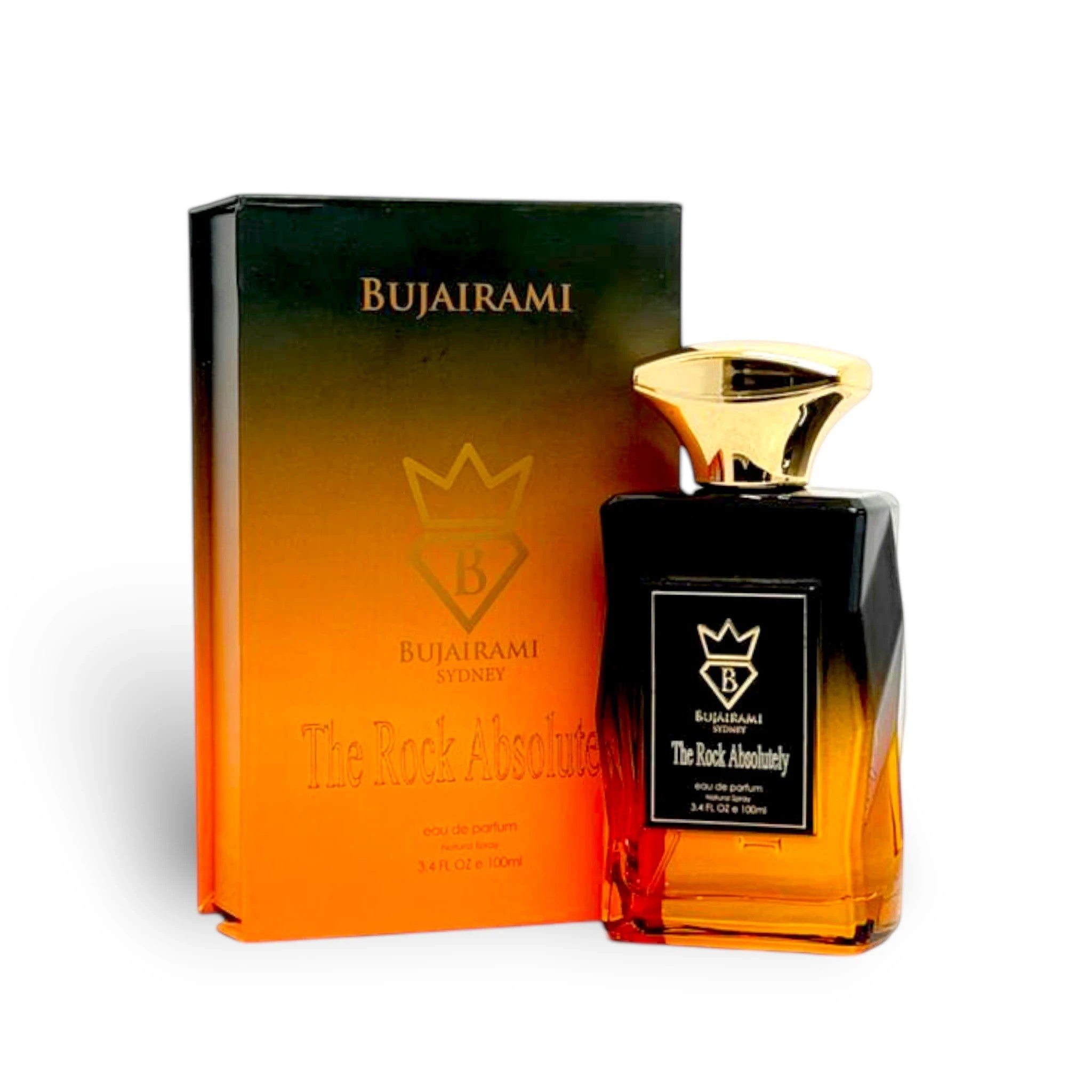 Soghaat The Rock Absolutely 100ml Eau de Parfum for men, a fresh woody aromatic fragrance with a gradient bottle and gold cap.