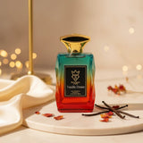 Soghaat Vanilla Dream Eau de Parfum, a unisex fragrance with a gradient bottle from red to green, featuring vanilla and musk notes.
