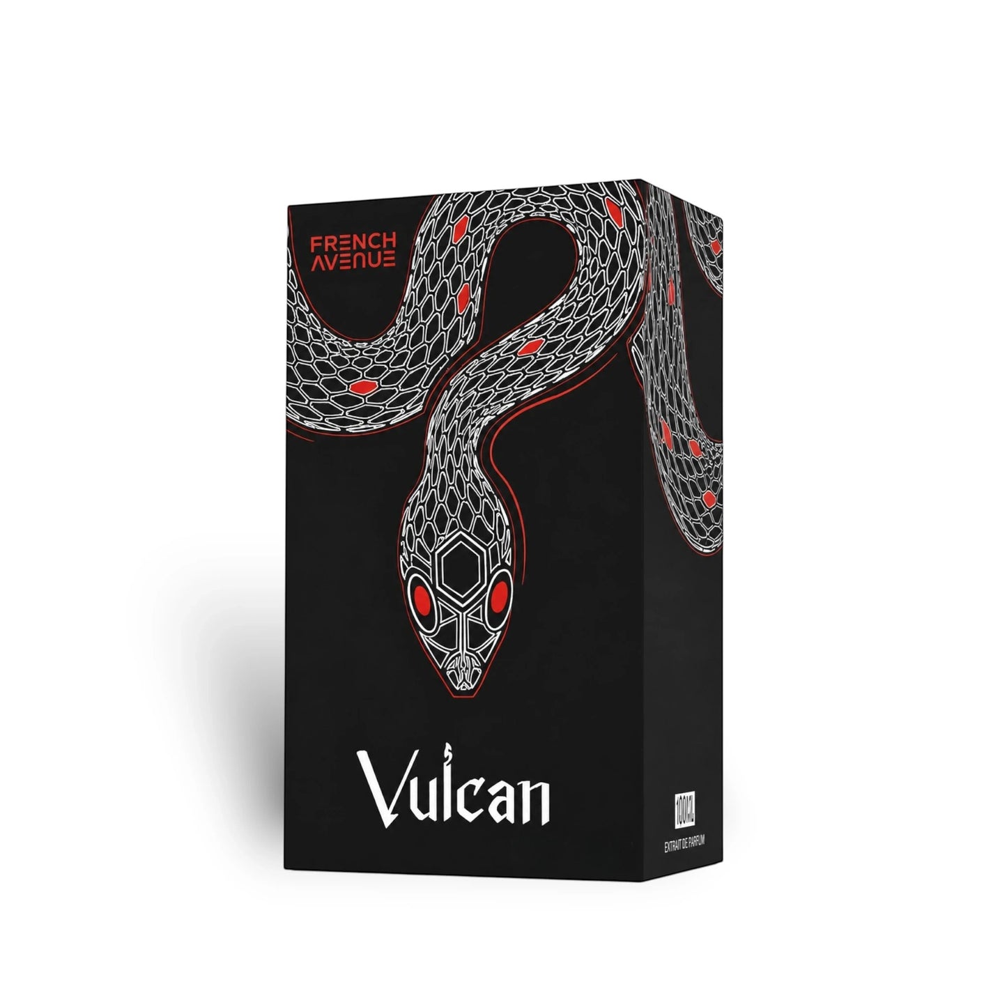 Soghaat French Avenue Vulcan Black Friday Edition Extrait de Parfum box with a black and white snake illustration.