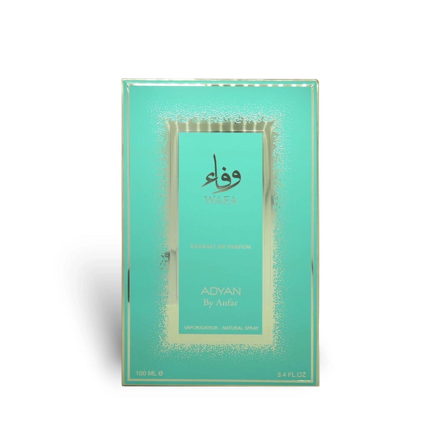 Soghaat Wafa by Adyan Anfar Extrait de Parfum in a rectangular teal and gold box for women