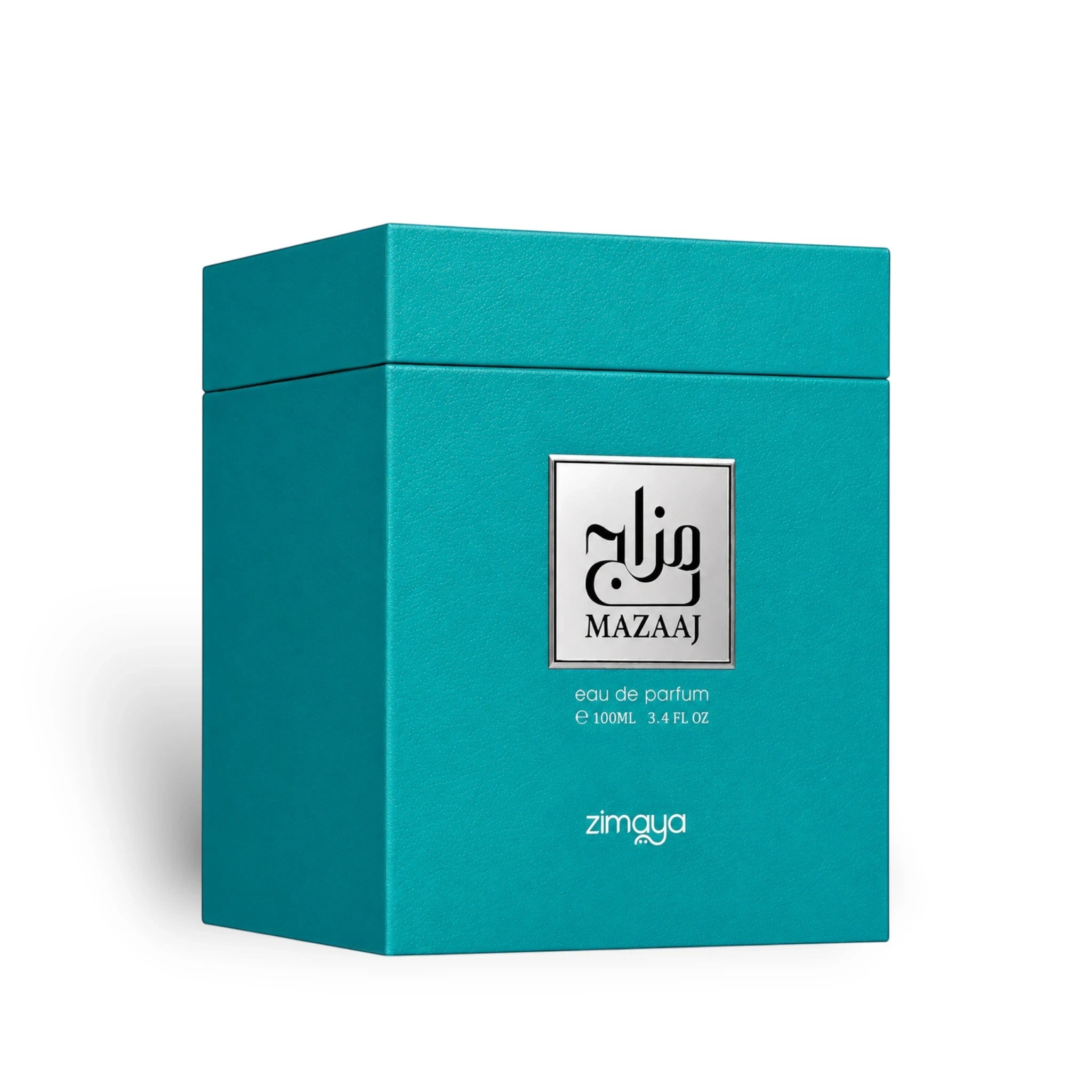 Soghaat Zimaya Mazaaj Rhythm 100ml Eau de Parfum in a vibrant teal rectangular presentation box.