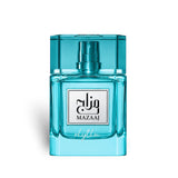 Soghaat Zimaya Mazaaj Rhythm 100ml Eau de Parfum in a bright turquoise glass bottle with a matching square cap.