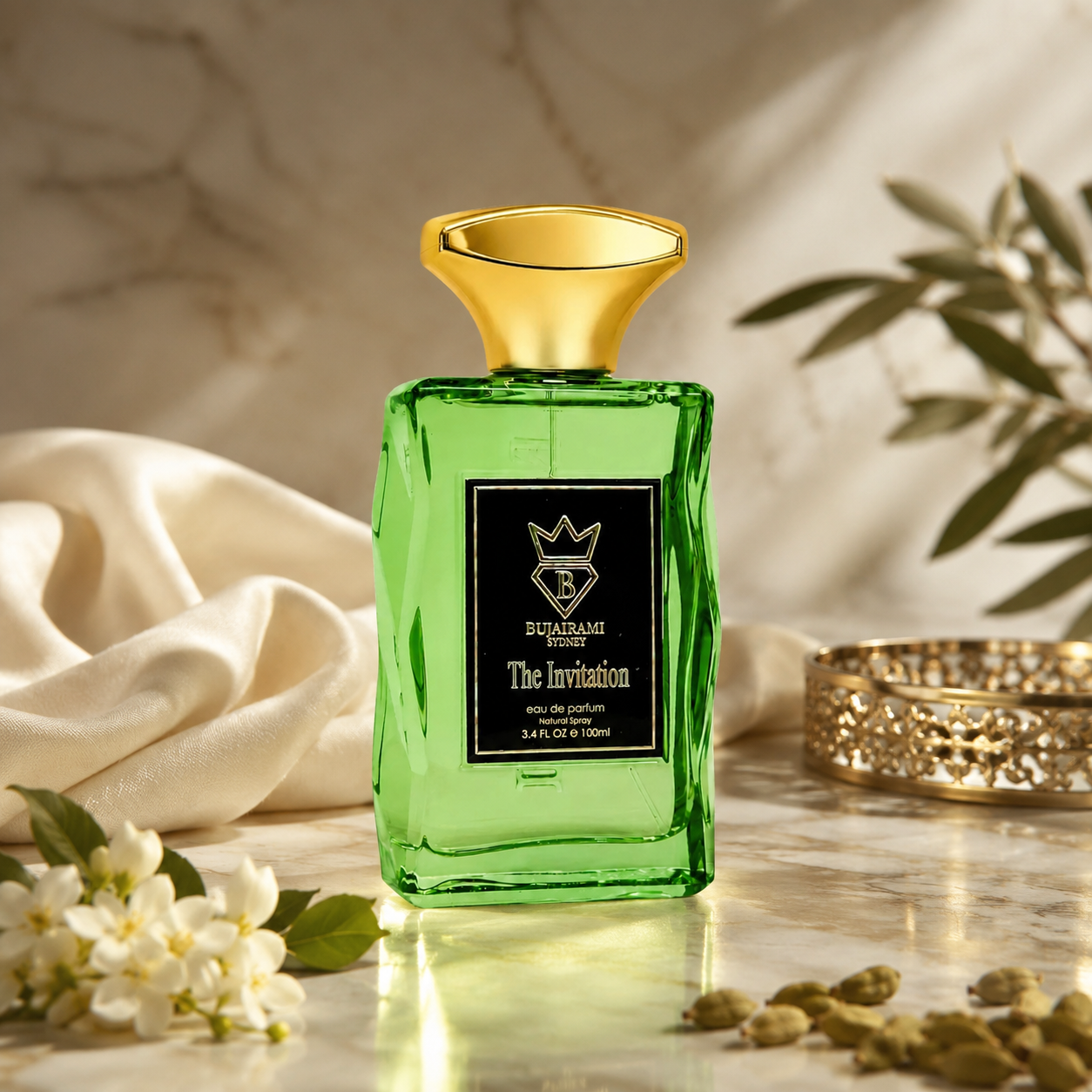 Side profile of The Invitation 100ml fragrance bottle