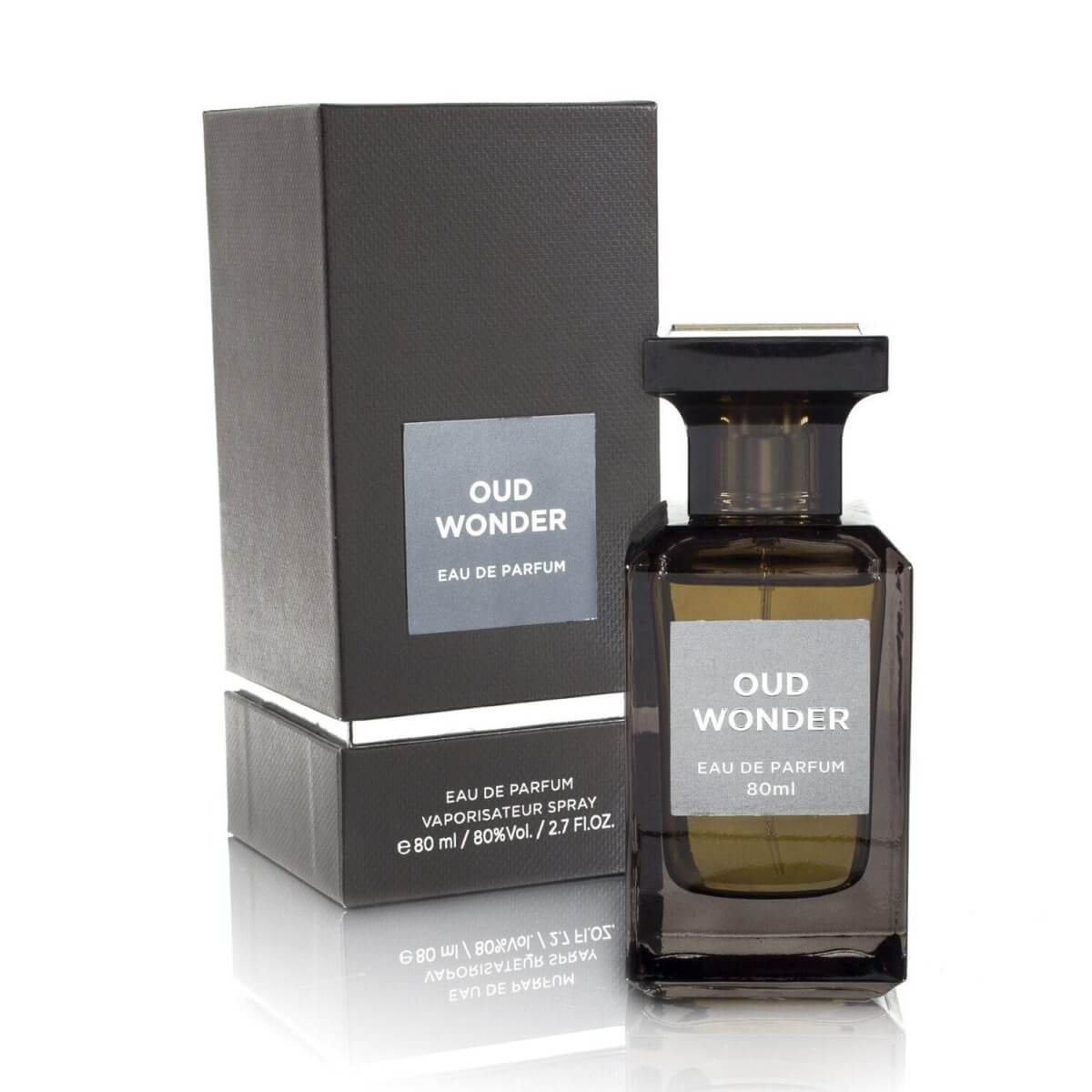 Oud Wonder 80ml Eau de Parfum by Fragrance World bottle and box