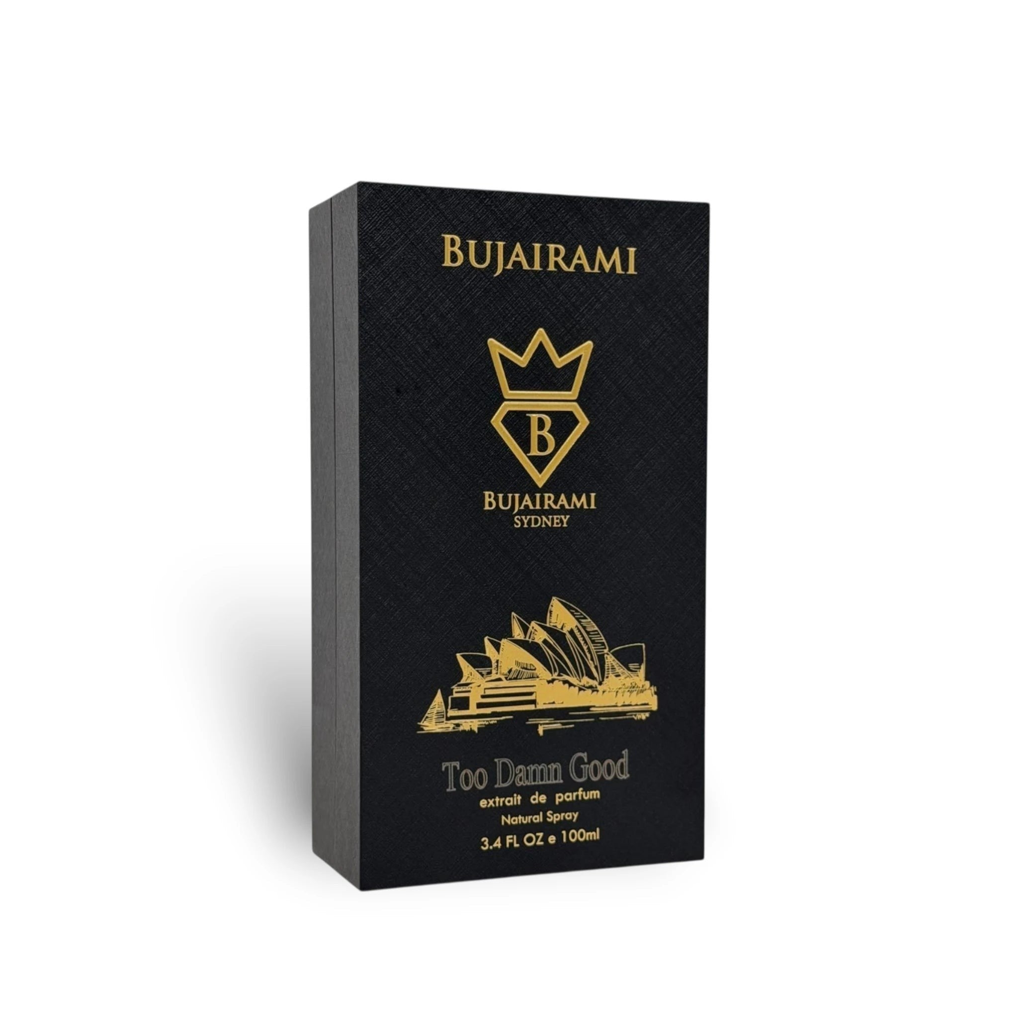 Close-up of the Too Damn Good Extrait de Parfum packaging