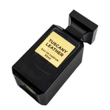 Tuscany Leather 80ml Eau de Parfum by Fragrance World perfume bottle close up