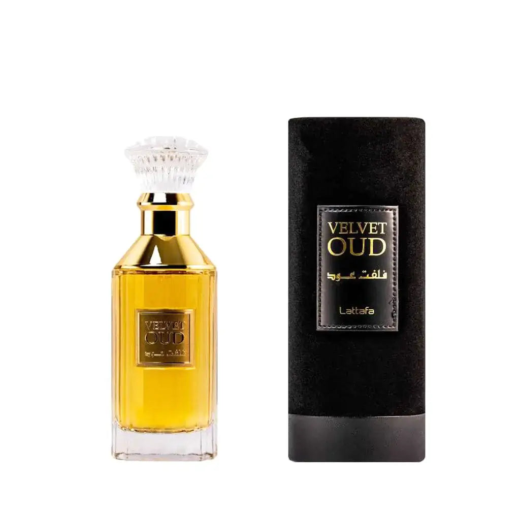Velvet Oud 100ml Eau de Parfum by Lattafa fragrance packaging front view