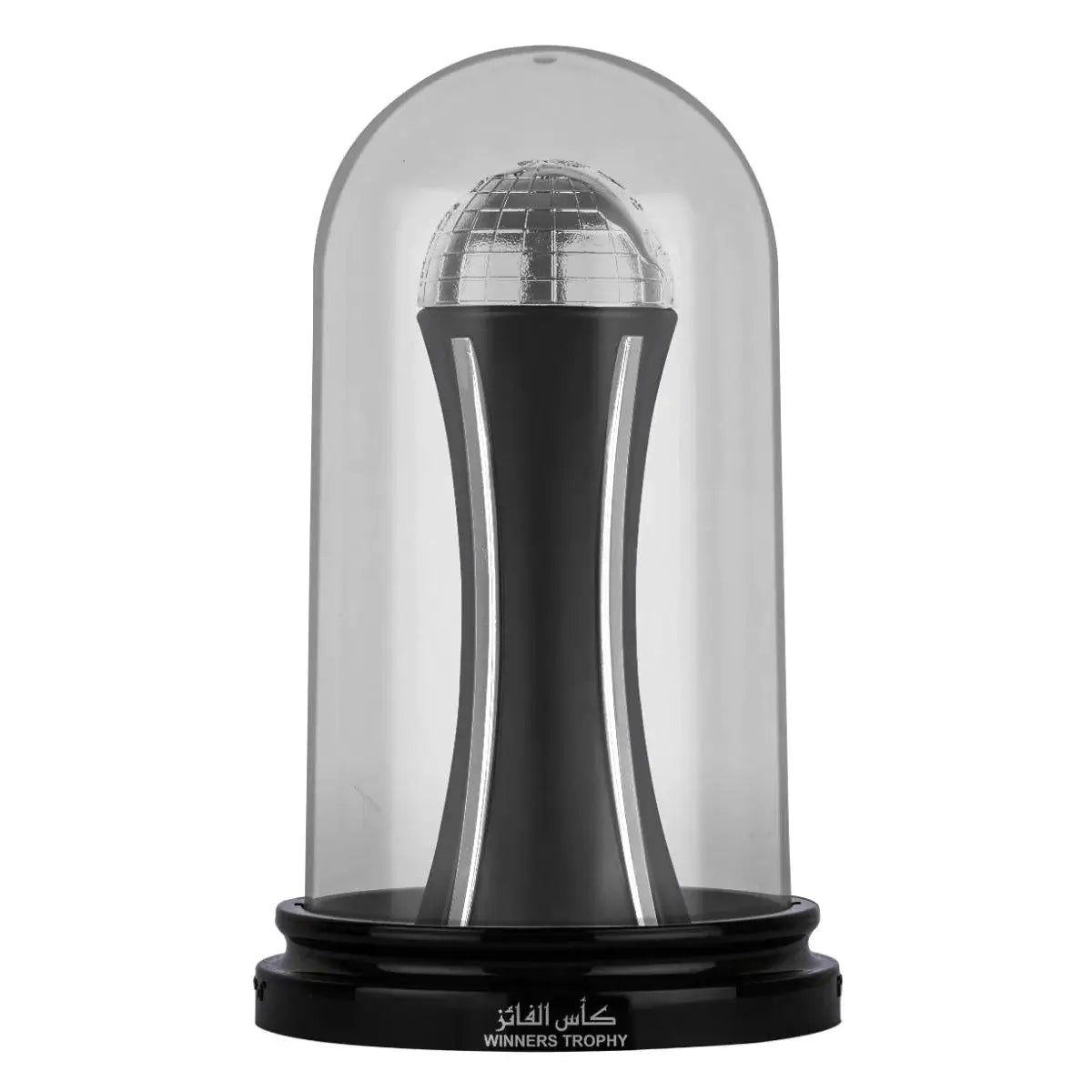 Winners Trophy Silver 100ml Bukhoor Incense by Lattafa Pride perfume bottle close up