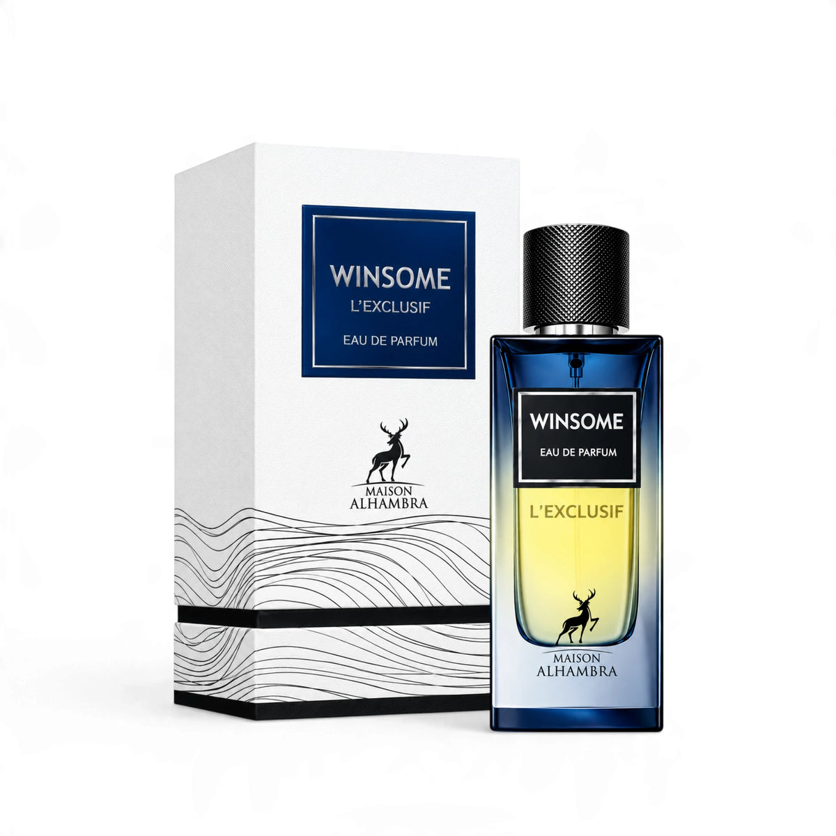 Winsome L'Exclusif 90ml Eau de Parfum bottle and original packaging by Maison Alhambra