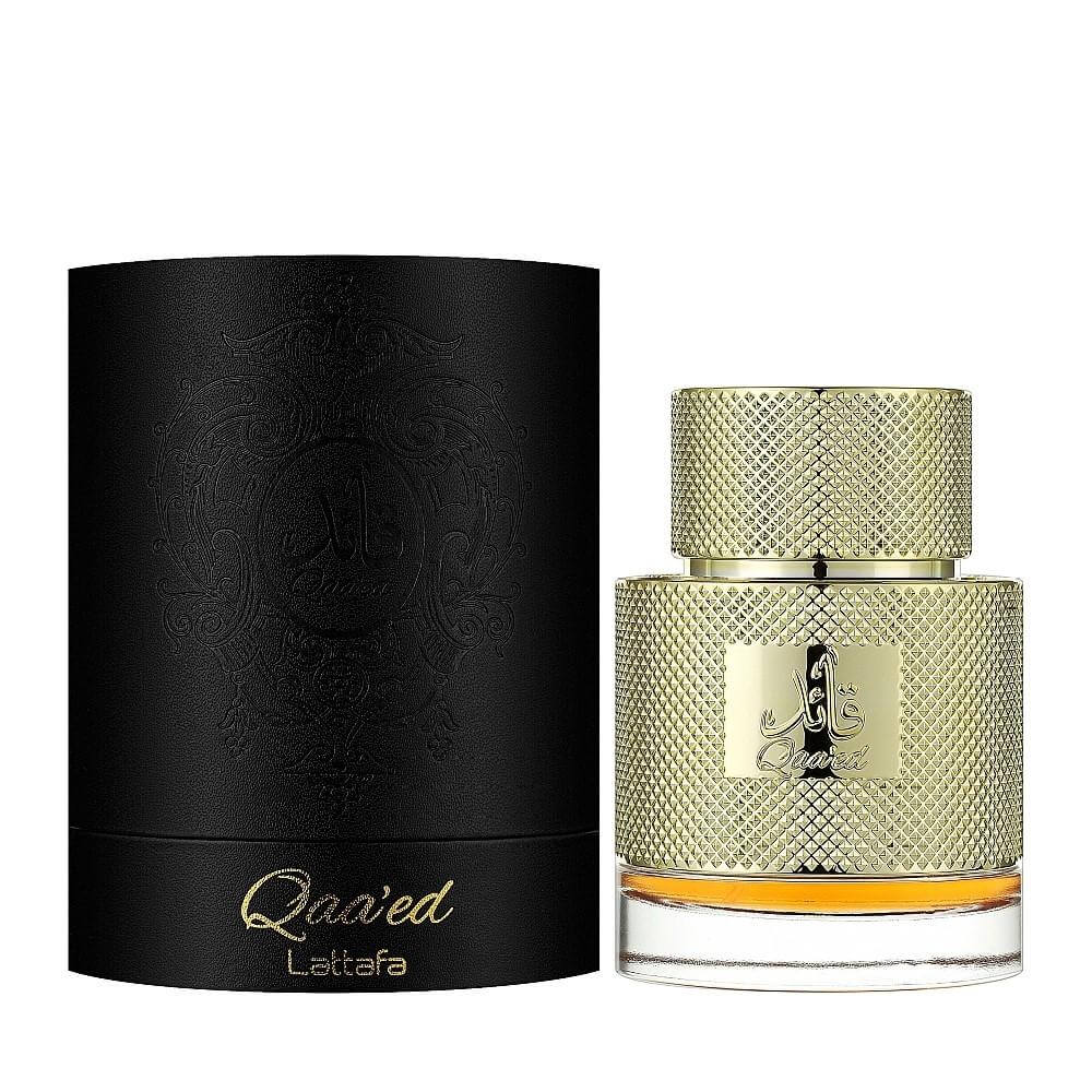 Qaa'ed 100ml Eau de Parfum by Lattafa fragrance packaging front view