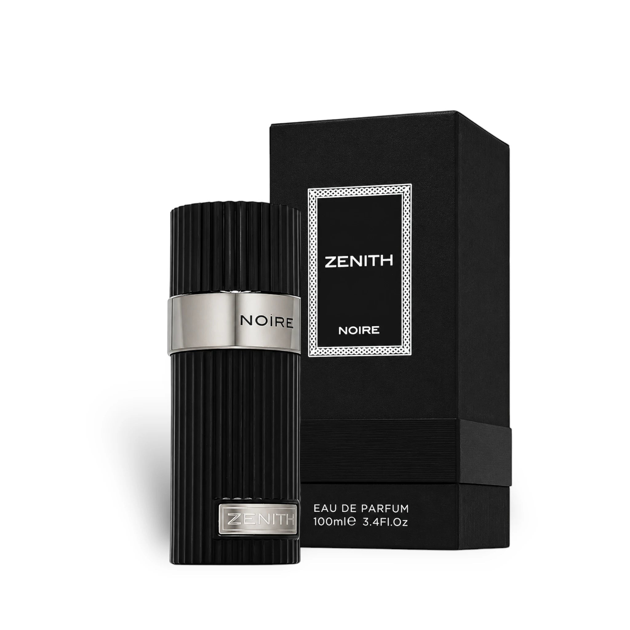 Zenith Noire Eau de Parfum bottle displayed with retail box