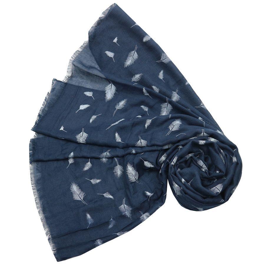 Ethereal Plumes Navy Scarf