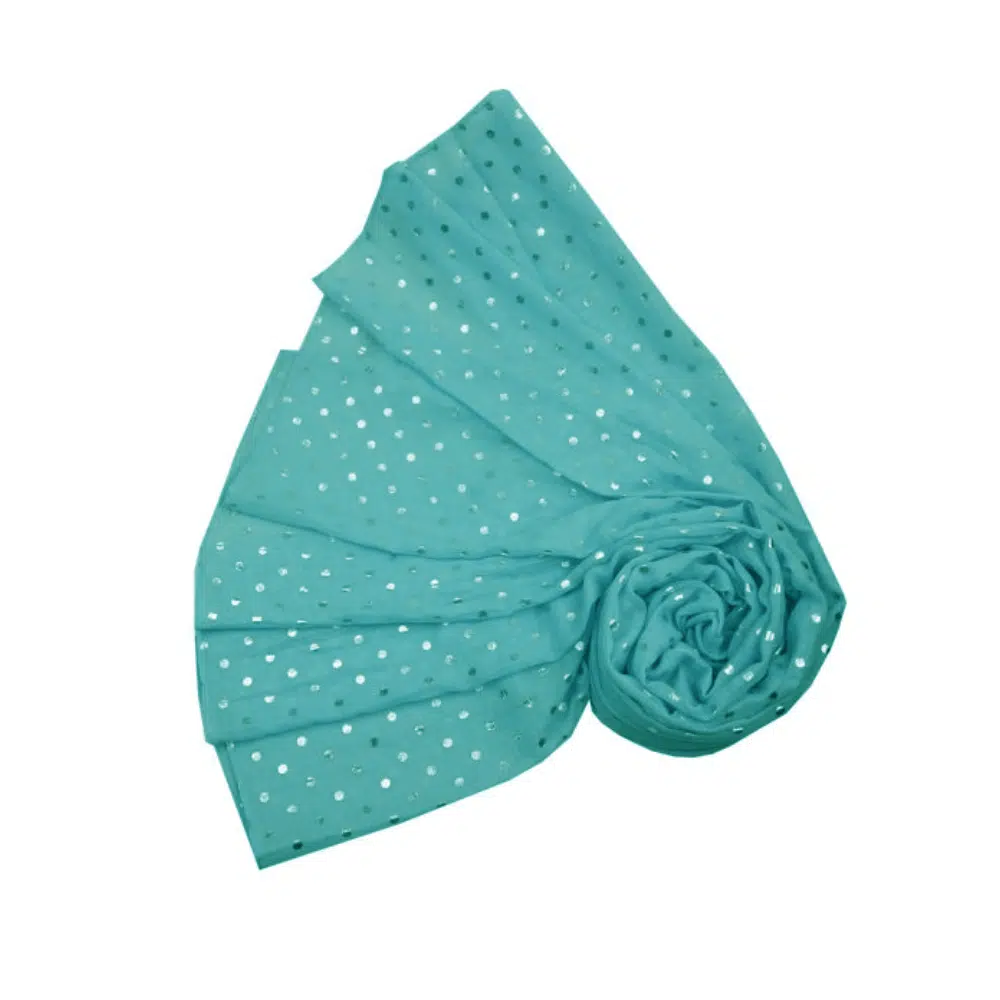 Aqua Sparkle Foil Dots Scarf