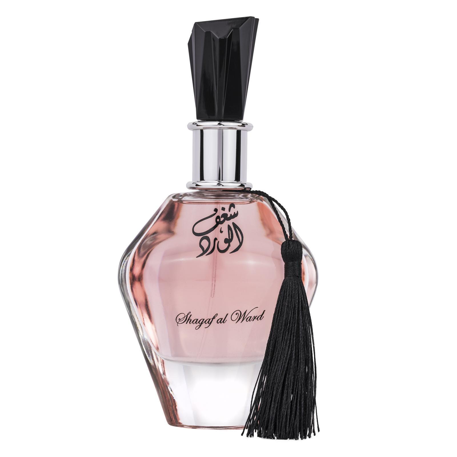 Parfum Arabesc Shagaf Al Ward Apa De Parfum 100 Ml Femei 555 8183 Shagaf Al Ward Edp 100Ml By Al Wataniah Is A Stunning 100Ml Bottle, Topped With A Crystal-Like Cap And A Provocative Black Tassel. At First Spray, It’s A Sweet Fruity Floral Which Reminds Me Of A Cross Between Amouage’s ‘Blossom Love’ And ‘Love Tuberose’. Ultra-Feminine, Sweet Pink Florals With A Scoop Of Vanilla Ice Cream On The Side. Soghaat Gifts &Amp; Fragrances